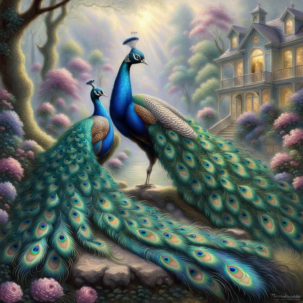 Ethereal Peacock Feathers in Fantasy Style