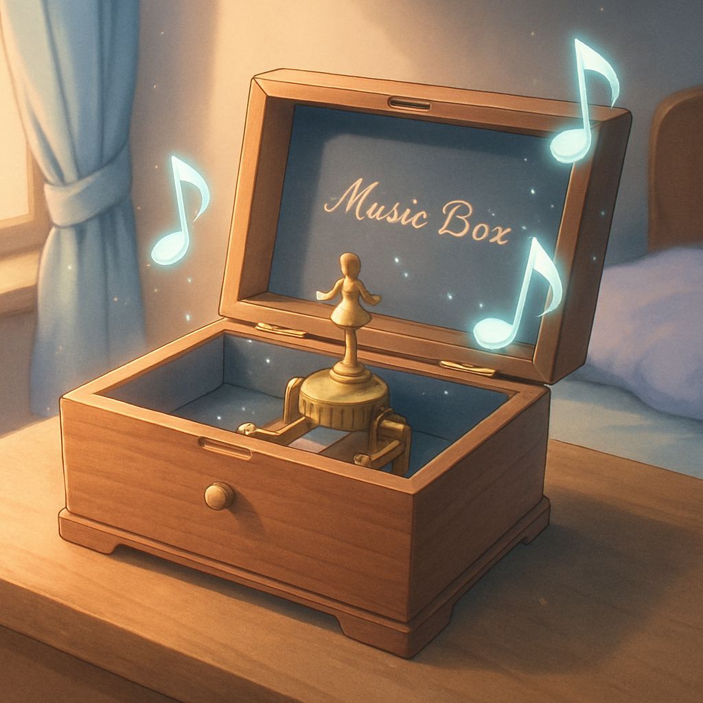 Soothing Music Box in Anime Art Style