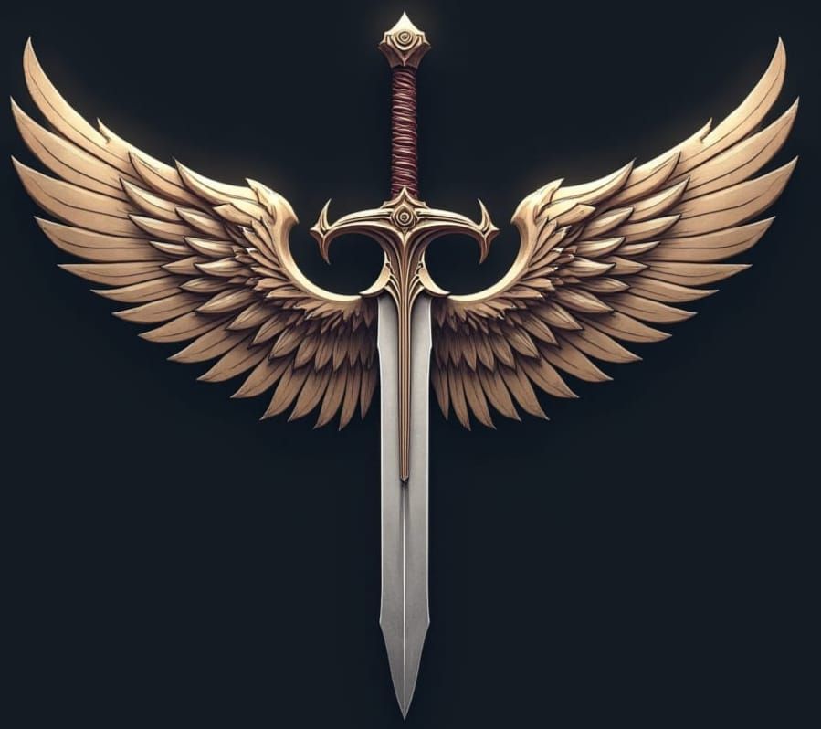 Team Legendary Logo with Sword and Angel Wings