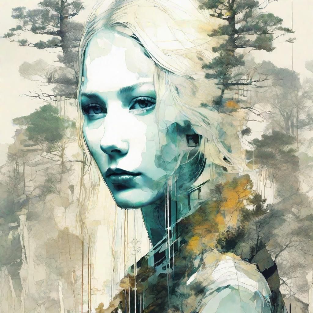 Waterfall Woman: Double Exposure Installation Art