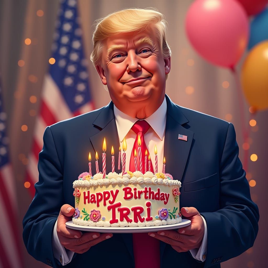 Trump Celebrates Birthday in Vibrant, Futuristic Style