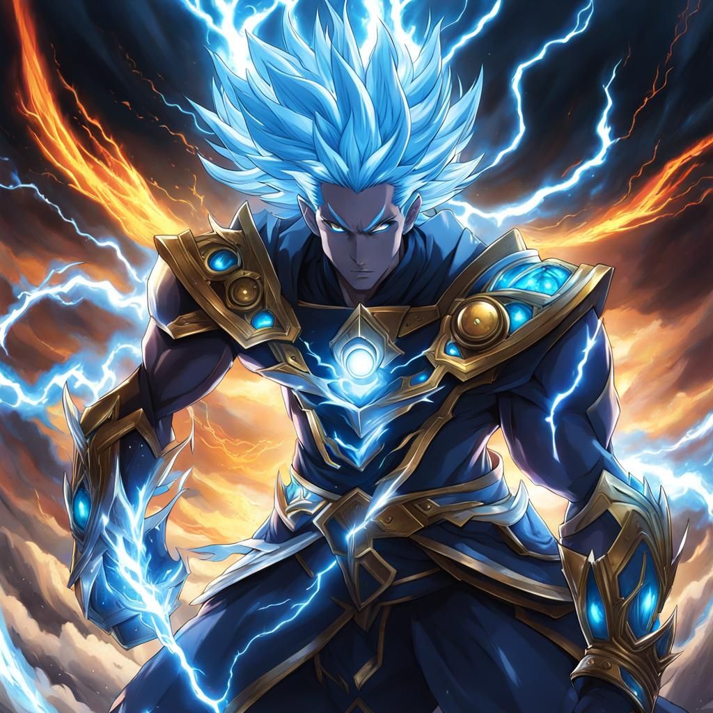 Anime Style Thunder Elemental Man in 4K