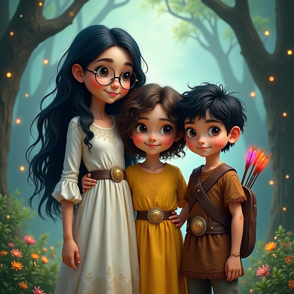 Children in Mystical Forest Matte Painting