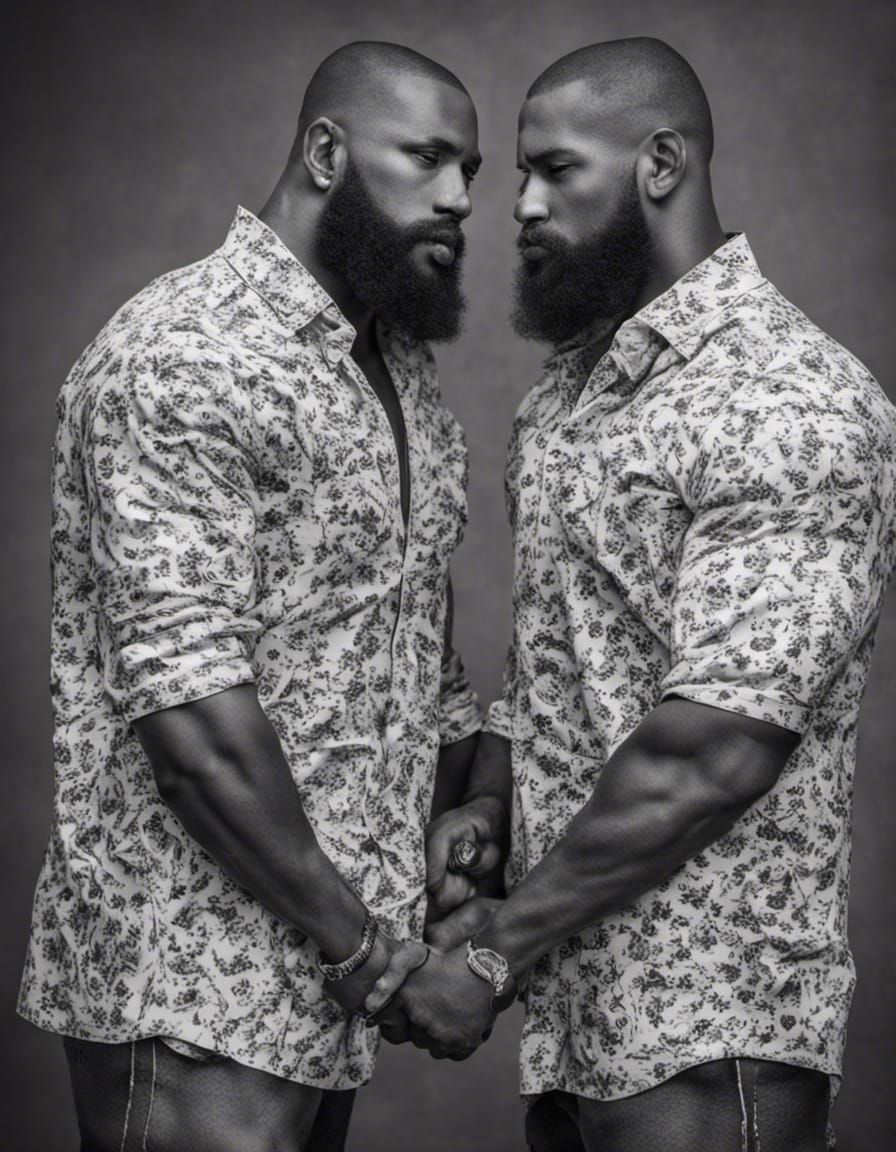 Muscular Twins Sharing a Kiss