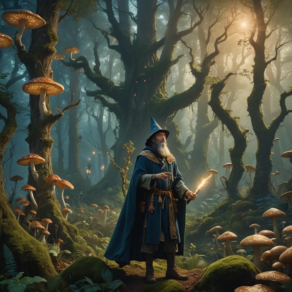 Wizard in Mystical Forest: Fantasy Concept Art