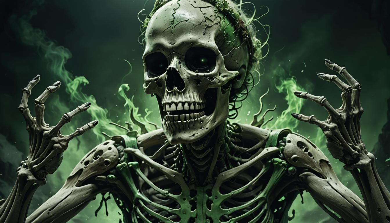 Dark Fantasy Pinup Transforms to Skeleton