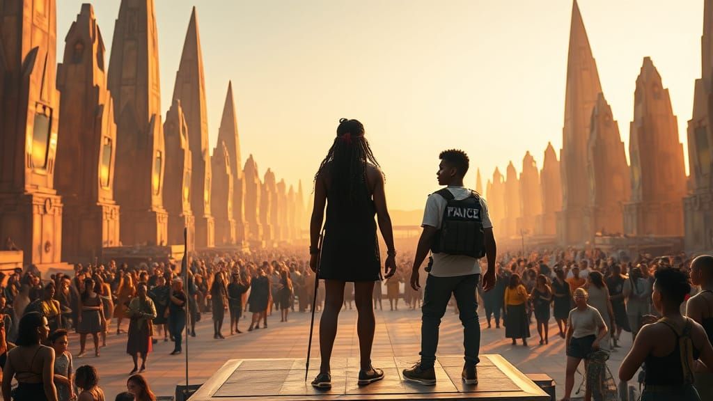 Golden Hour Plaza: Unity and Resilience