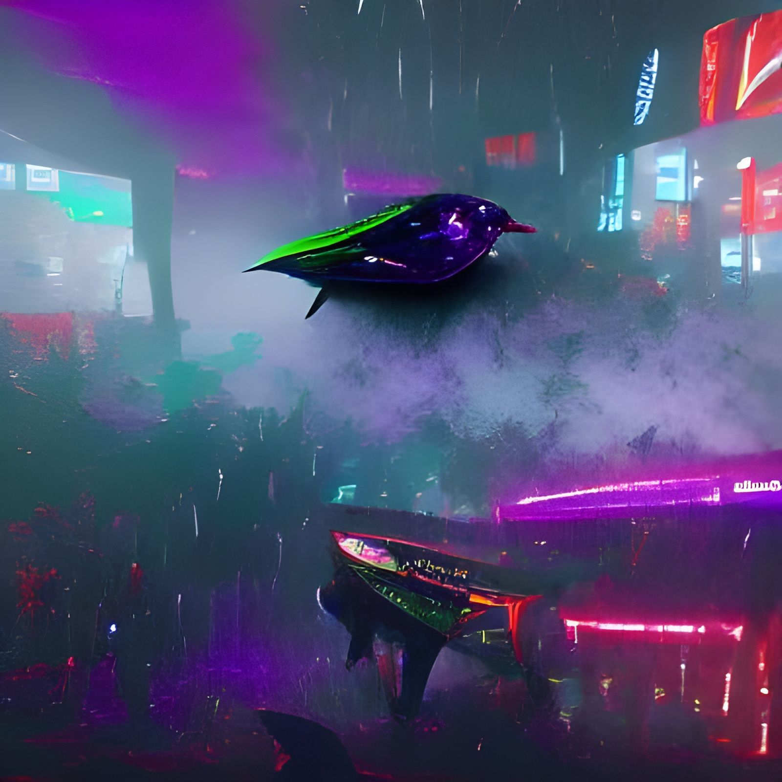 Cyberpunk Spaceship Over Green Planet in Starry Galaxy