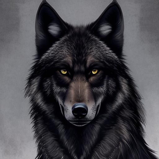 Majestic Black Wolf Portrait