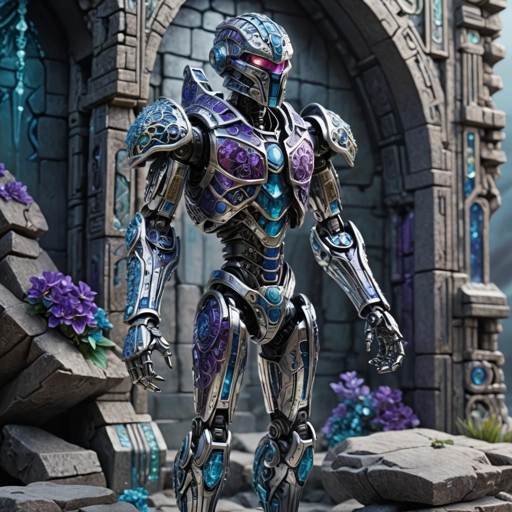 Heroic Bionicle Figurine in Enameled Glass Style