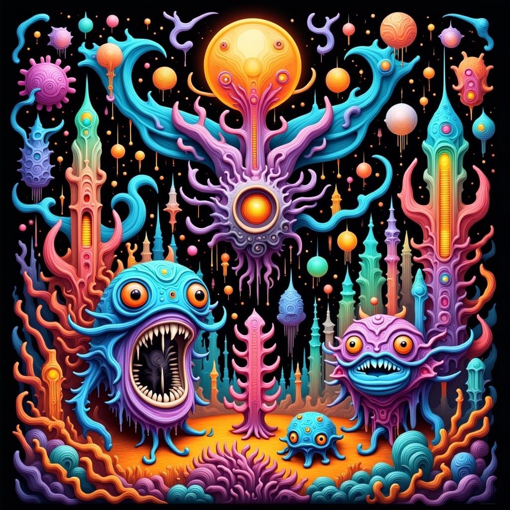 Surreal, Iridescent Biome Creatures in a Maximalist, Otherwo...