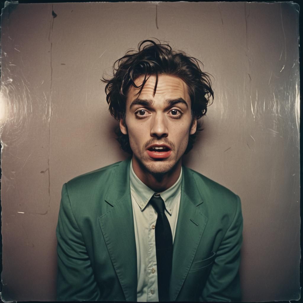 2000s Singer Makes Funny Face Polaroid Photo