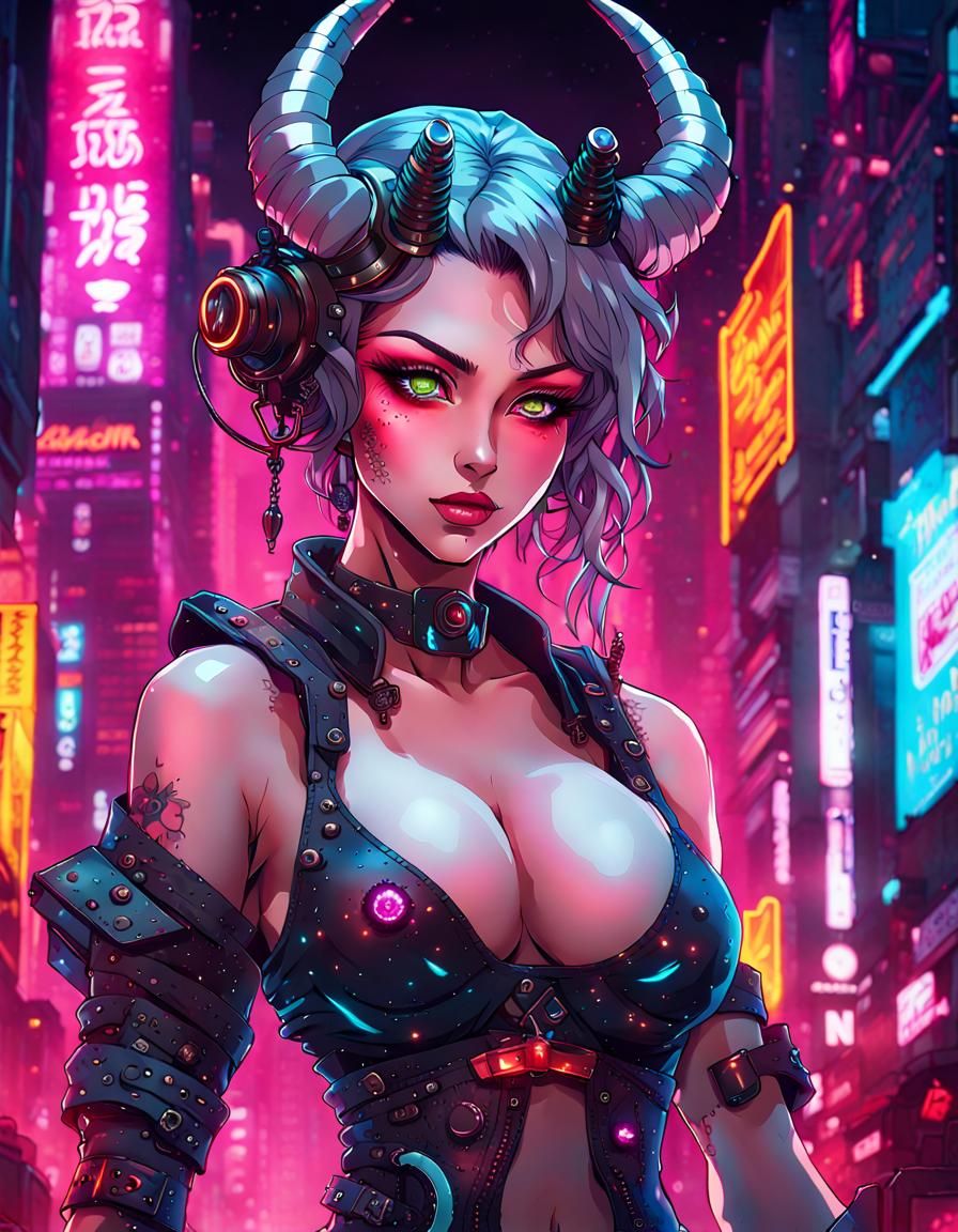Cyberpunk tiefling