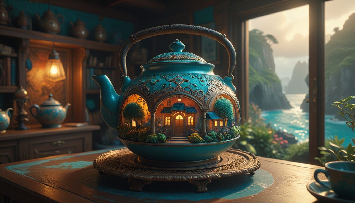 Stunning Teapot Paradise in a Dreamlike Landscape