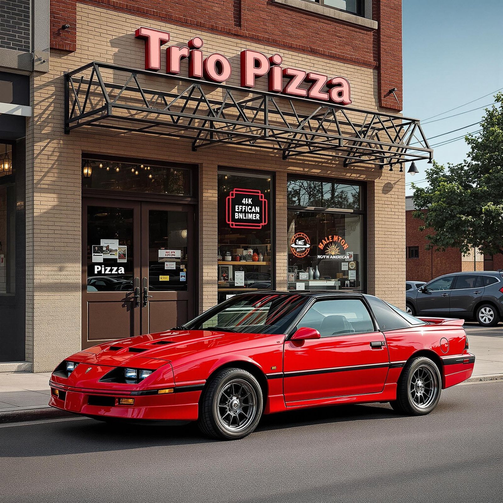 Red 1992 Sunbird Parked at Trio Pizza in 4K