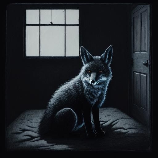 Fox Kit in Shadows: A Charcoal Dreamscape