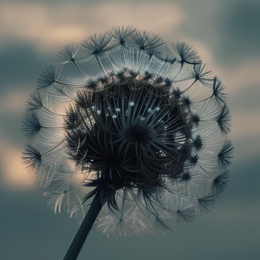 Dandelion Seeds in Golden Hour Light