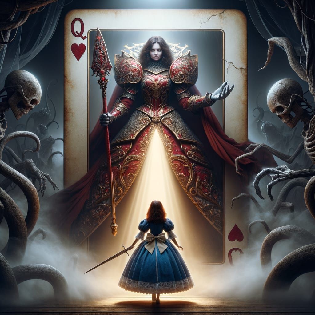 Medieval Fantasy Queen of Hearts Emerges from Card