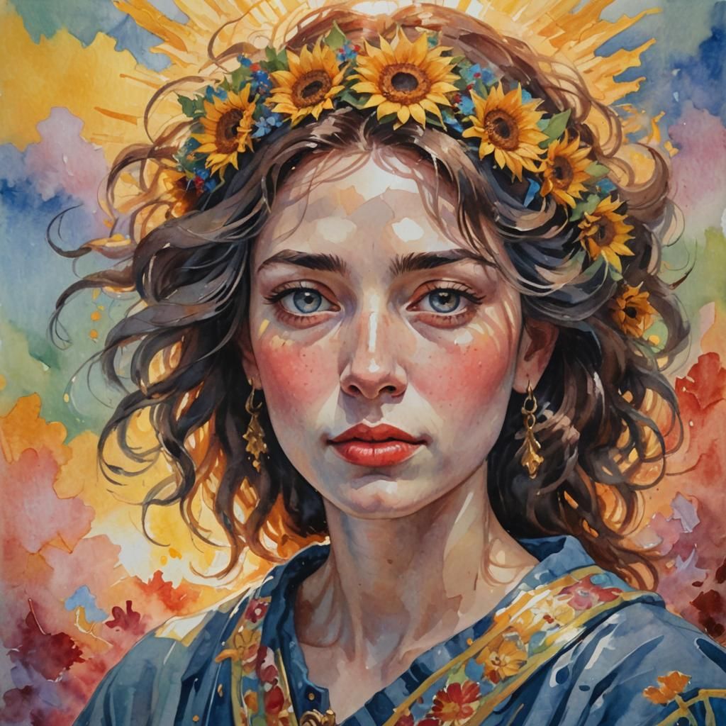 Impressionist Portrait with Gouache and Watercolor Textures