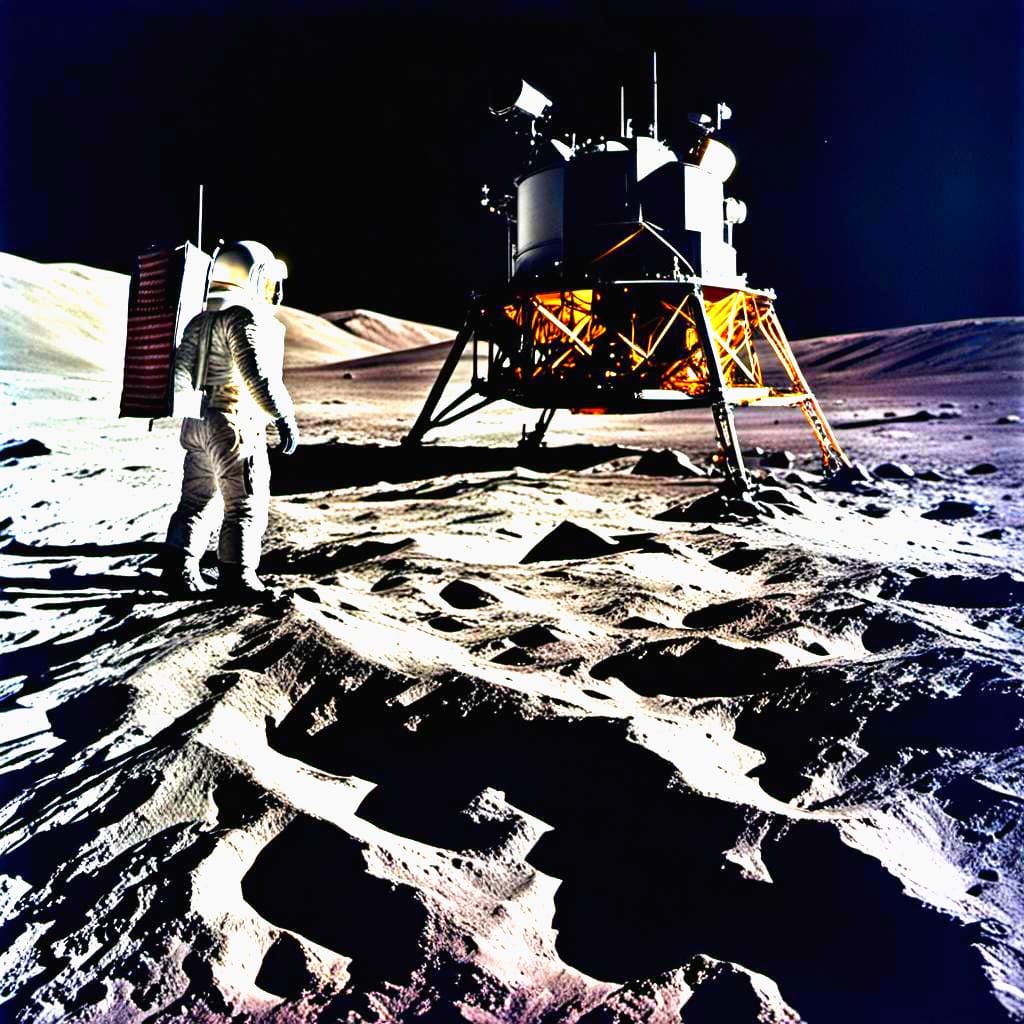 Apollo 11 Moon Landing: Hyperrealistic 1960s Astrophotograph...
