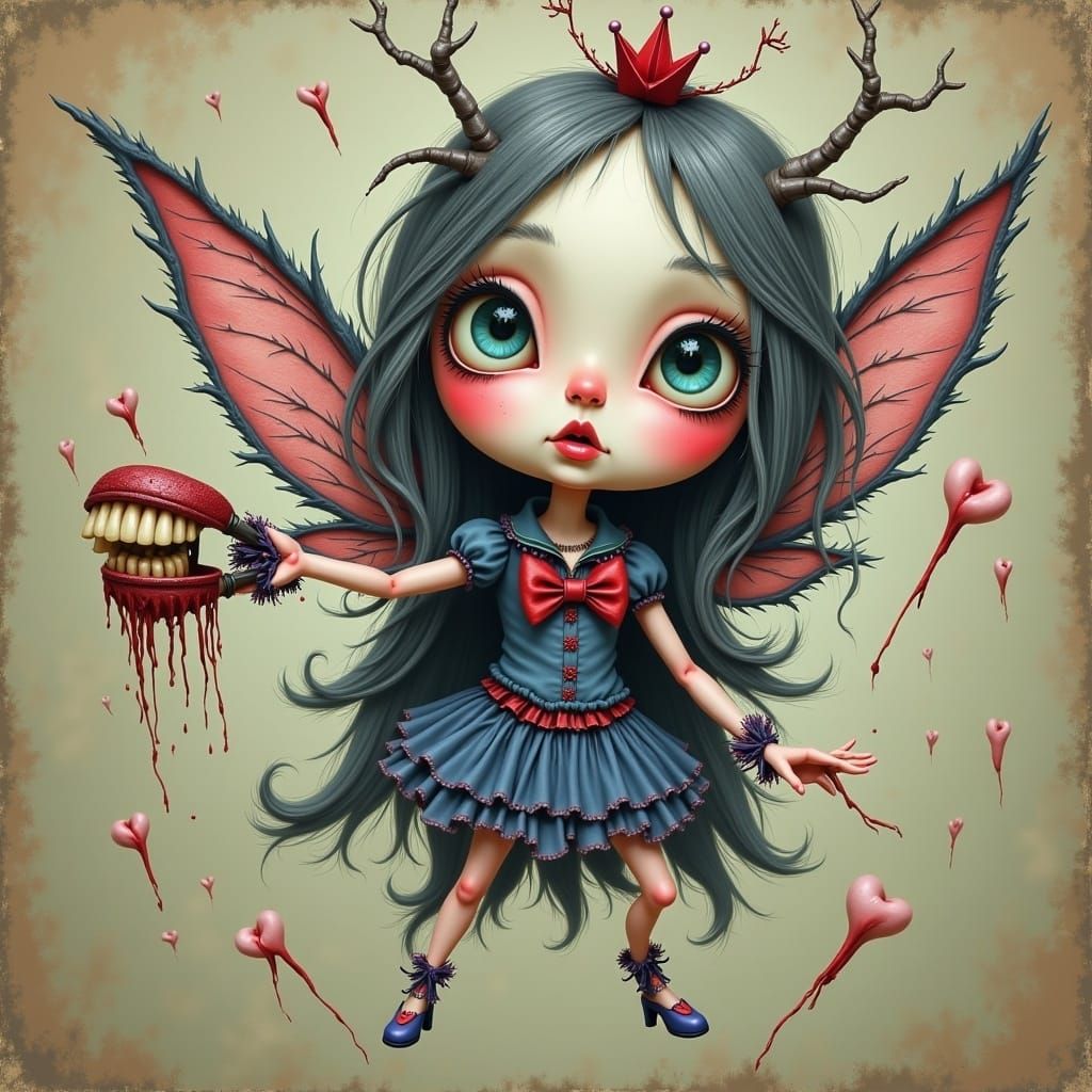 Surreal Tooth Fairy with Pliers Illustration