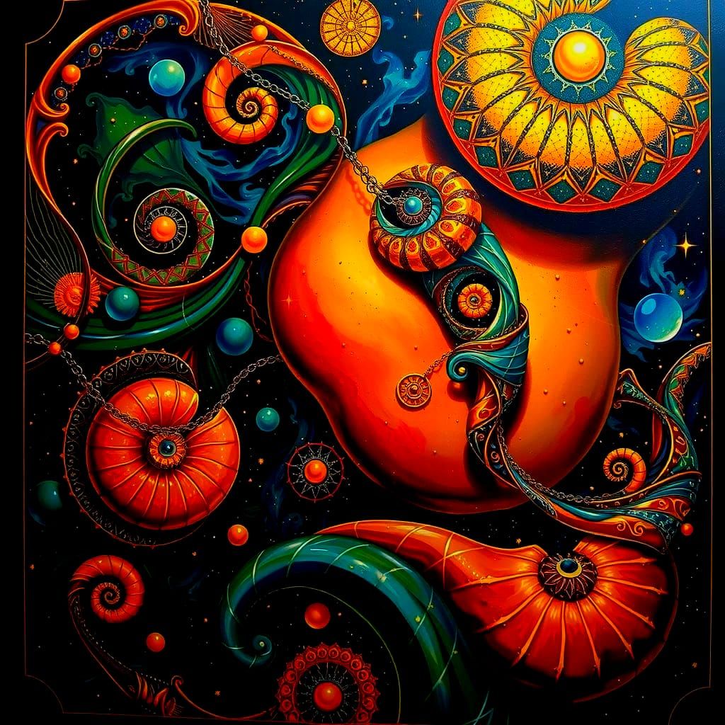 Surreal Woman's Face with Geometric Patterns in Hyperrealism...