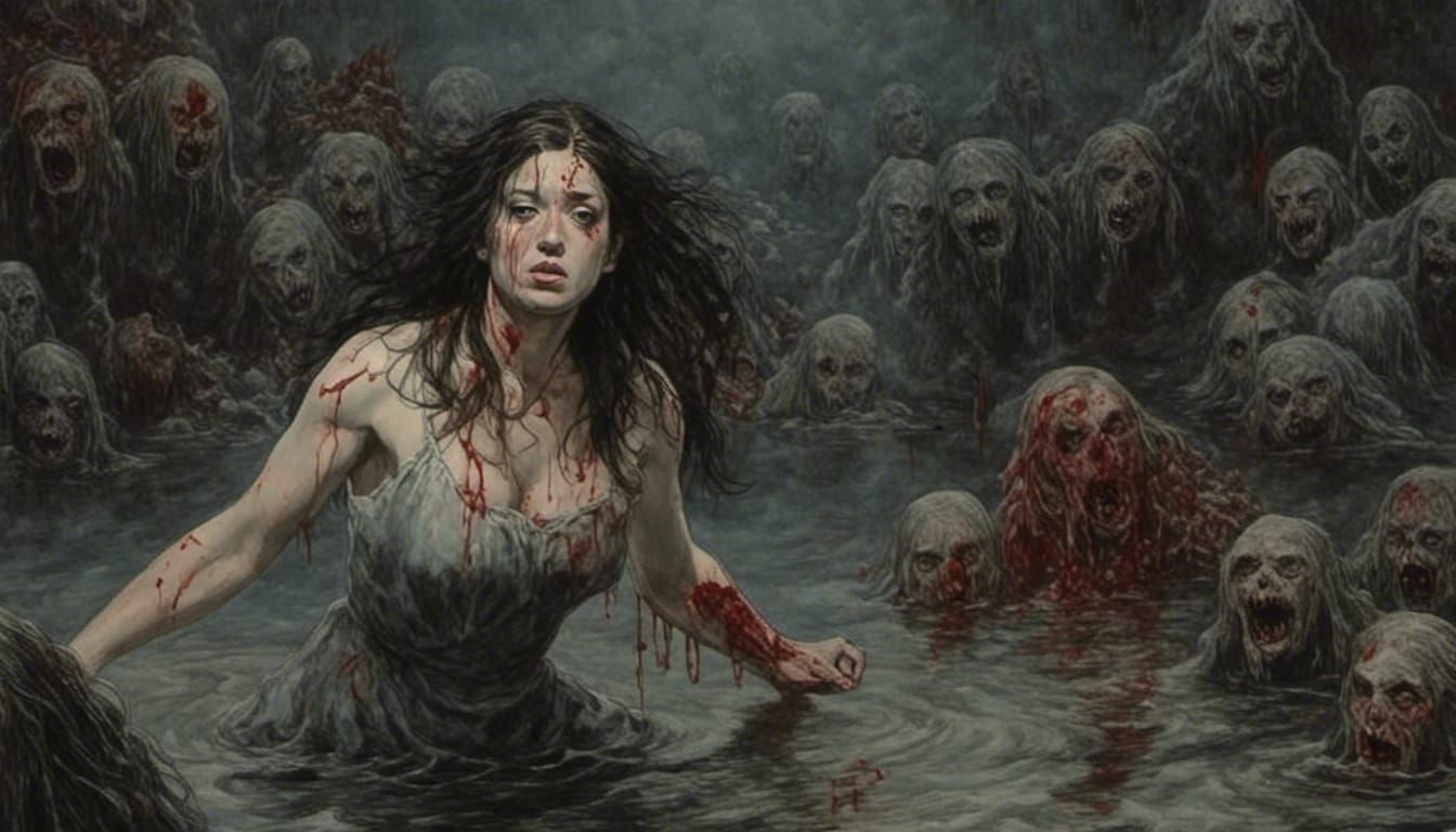 Horror Cottage with Wolf, Doré Style