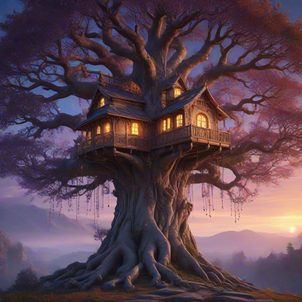 Majestic Crystal Treehouse Surrounded by Lightbearers