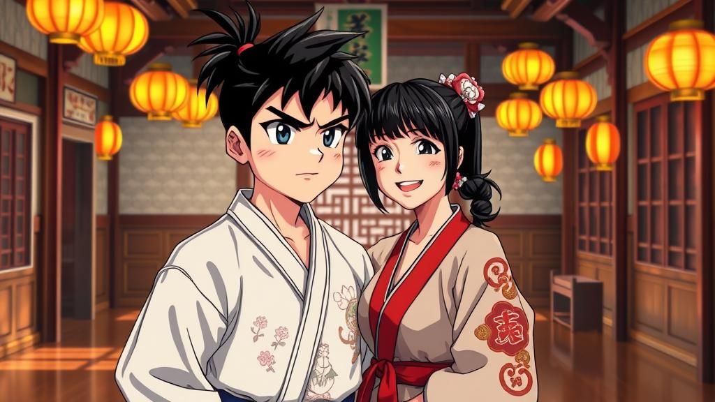 Ranma and Akane at the Tendo Dojo