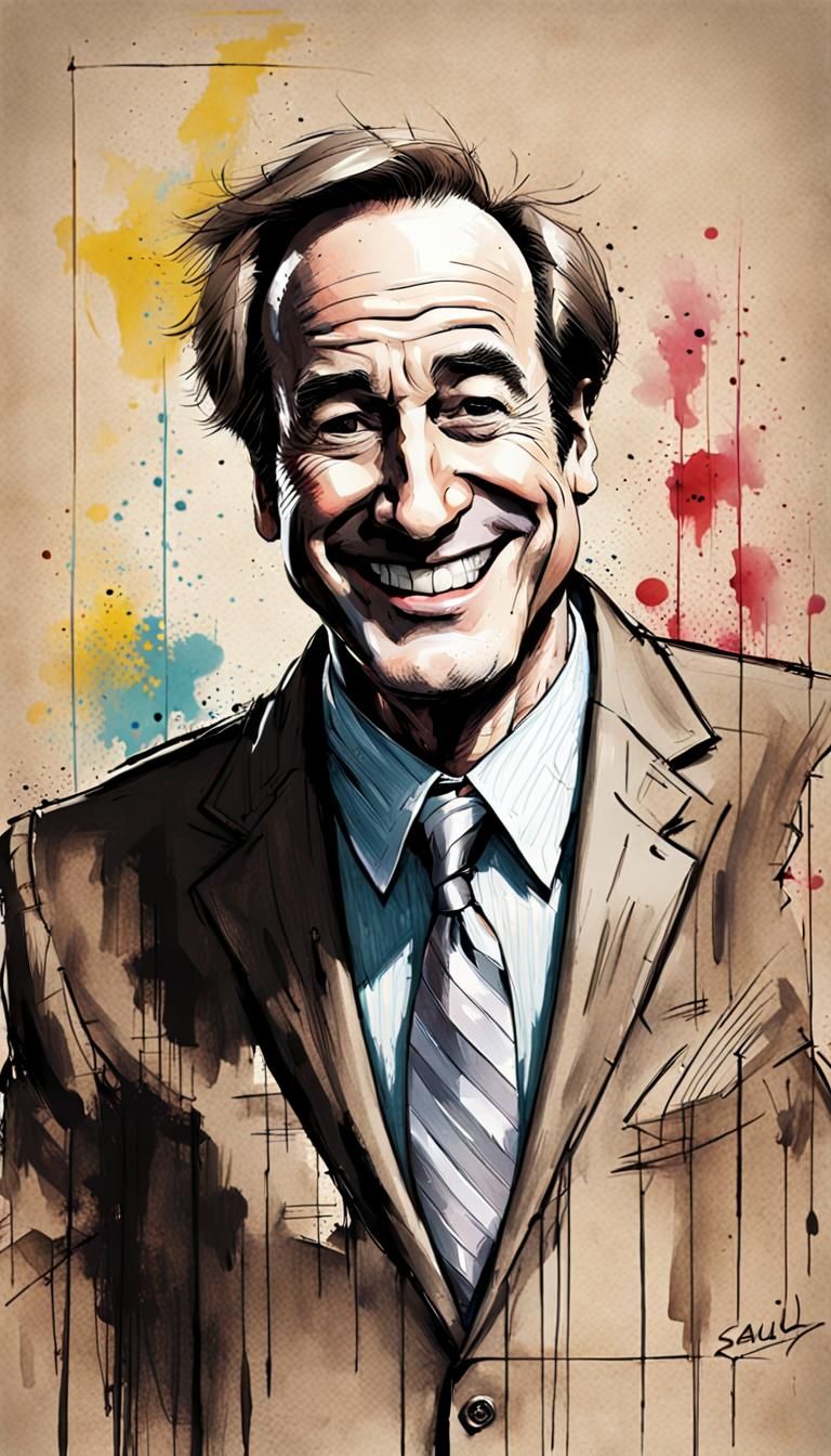 Happy Caricature in Ink Art Style