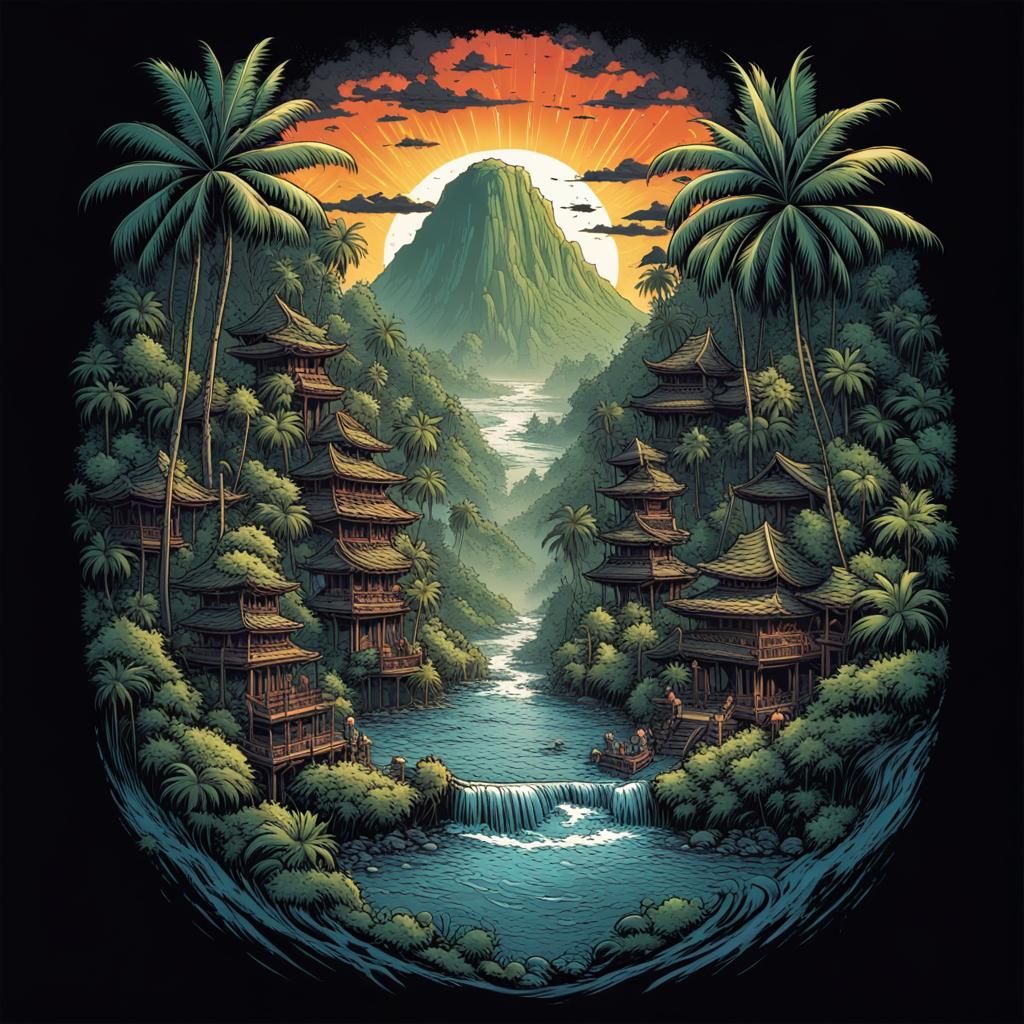 Ogoh-Ogoh Bali T-Shirt Design in Comic Book Art