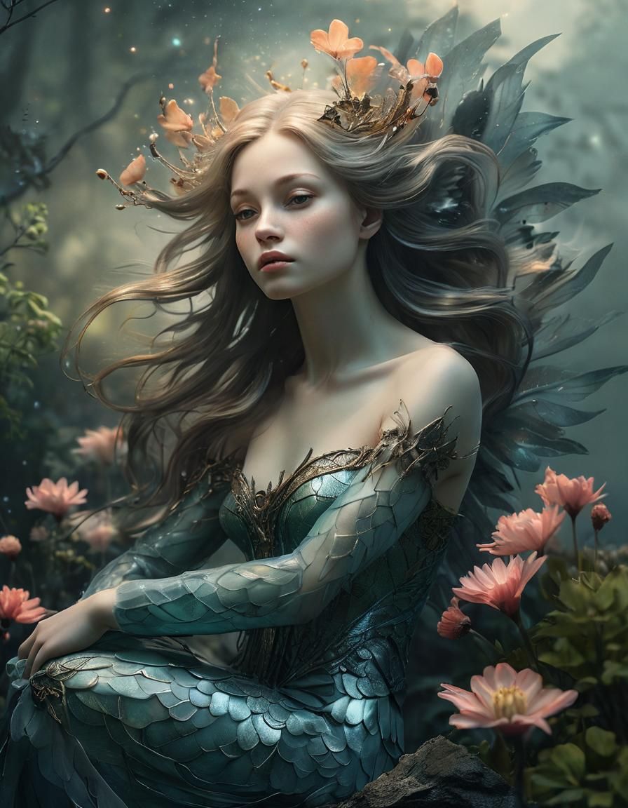 Ethereal Dark Fairy Portrait in Digital Painting Style
