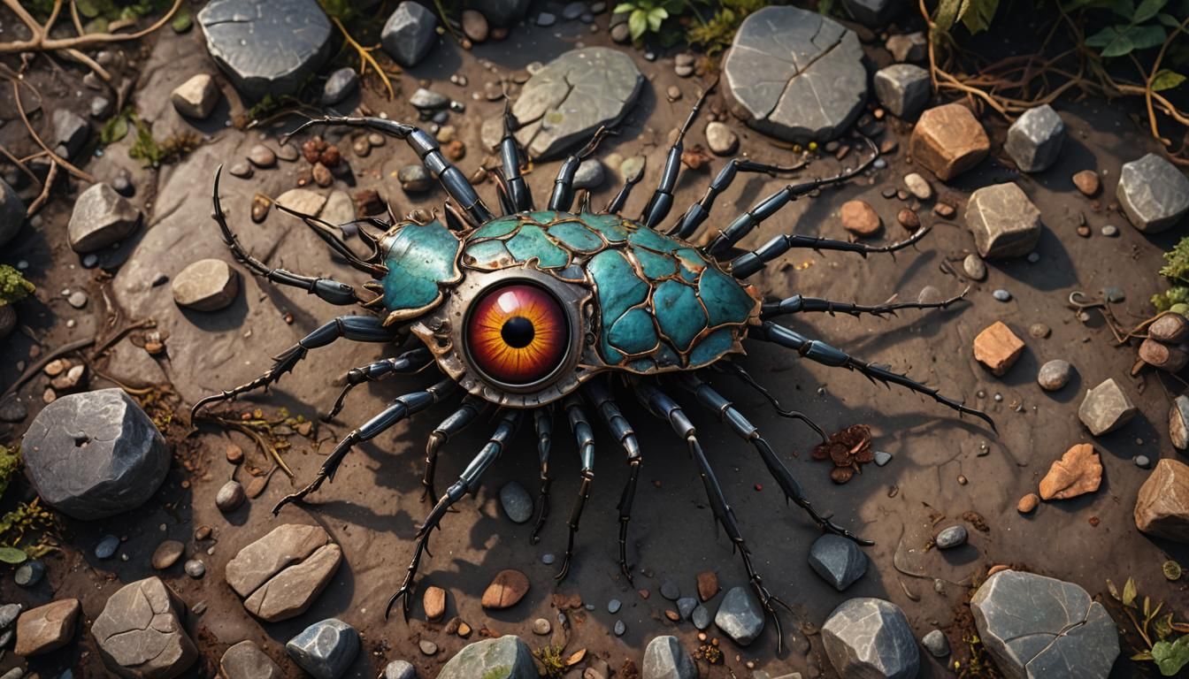 Hyperrealistic Dead Giant Eye Insectoid: Detailed Matte Pain...