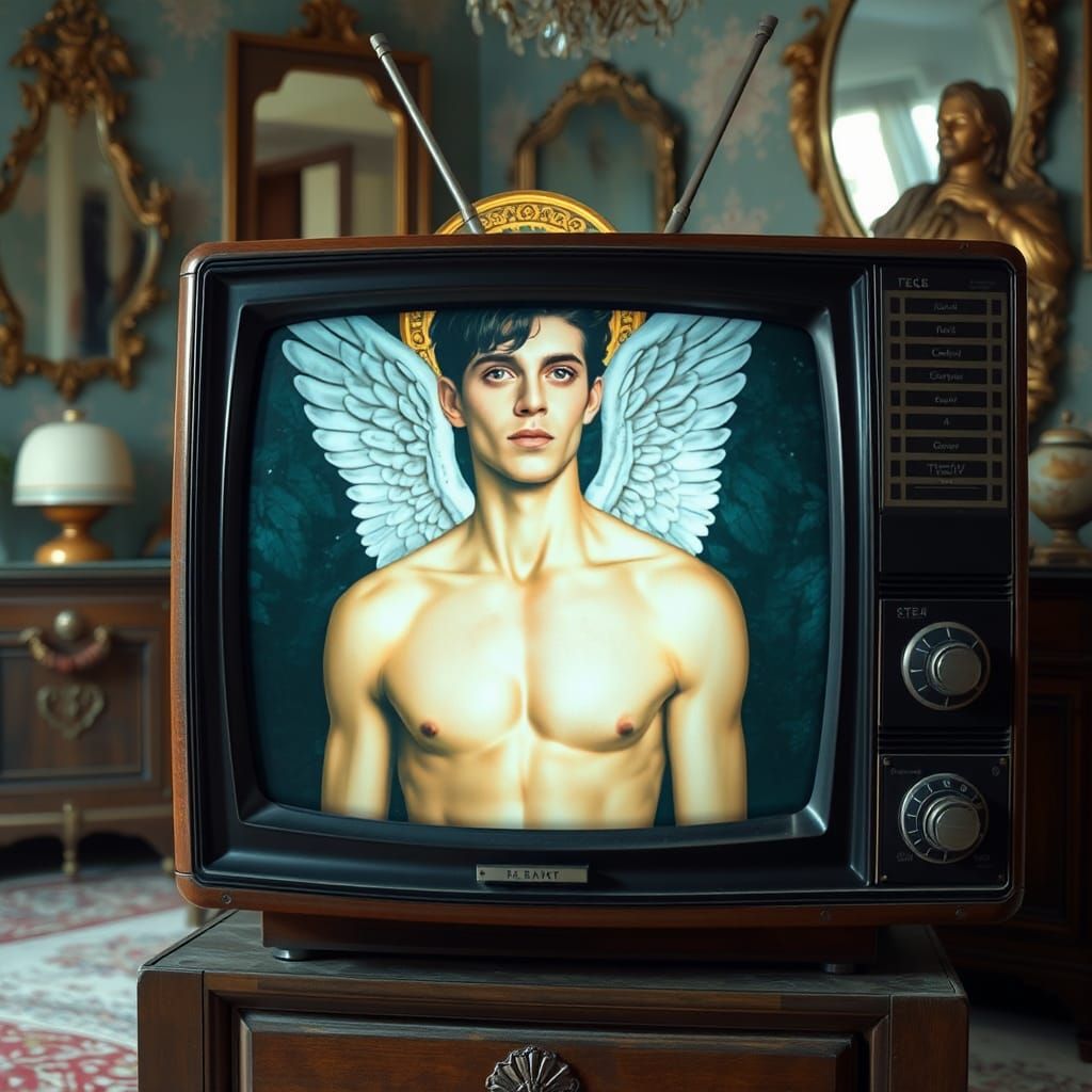 Celestial Torso with Golden Halo in Klimt Style