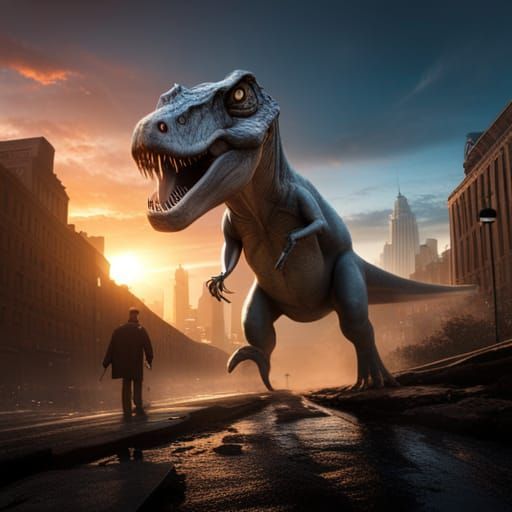 T-Rex Roams New York: A Matte Painting