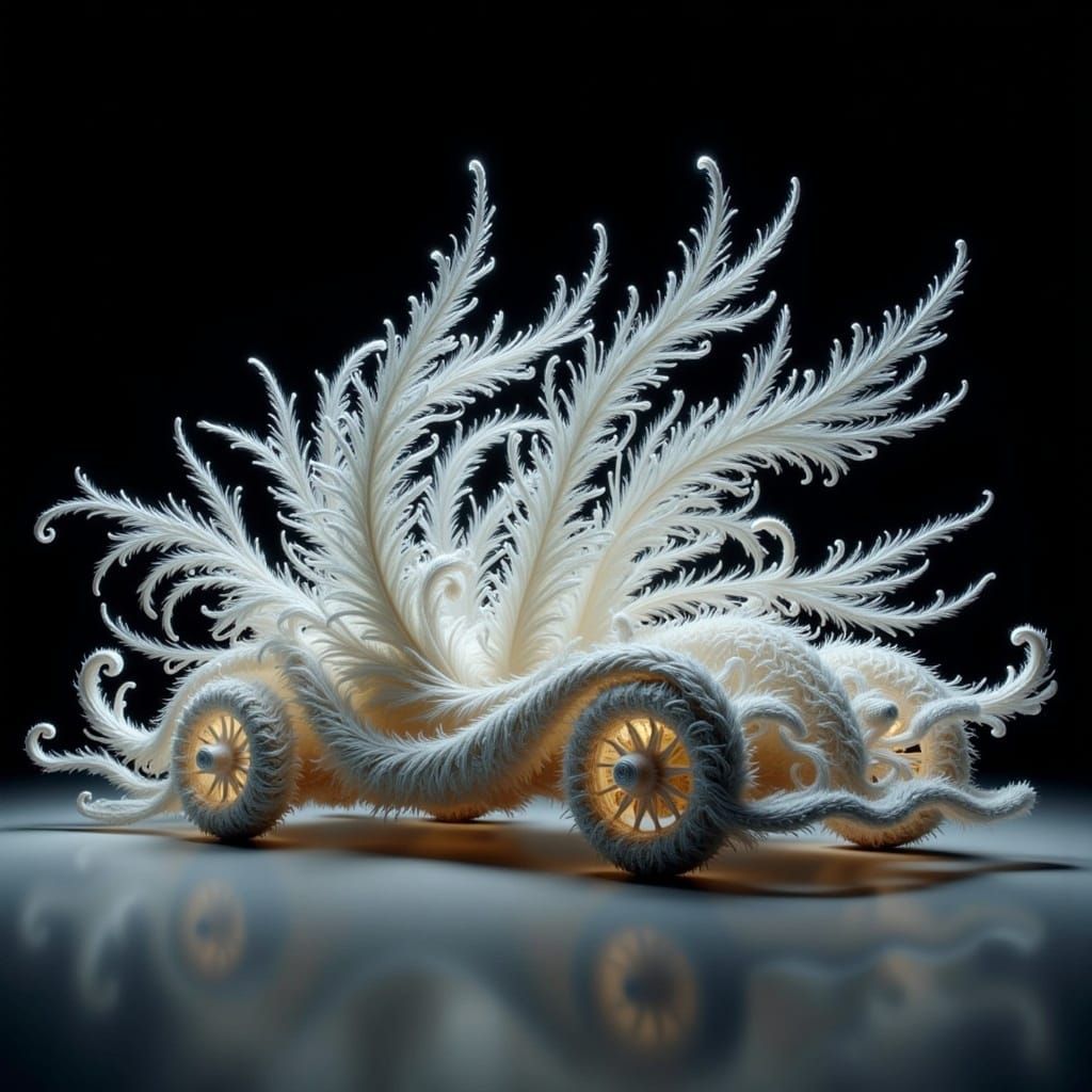Surreal feather car.