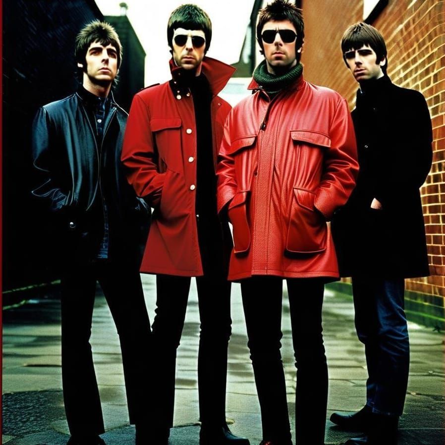 Oasis Band in 1990s, Hyperrealistic Portrait