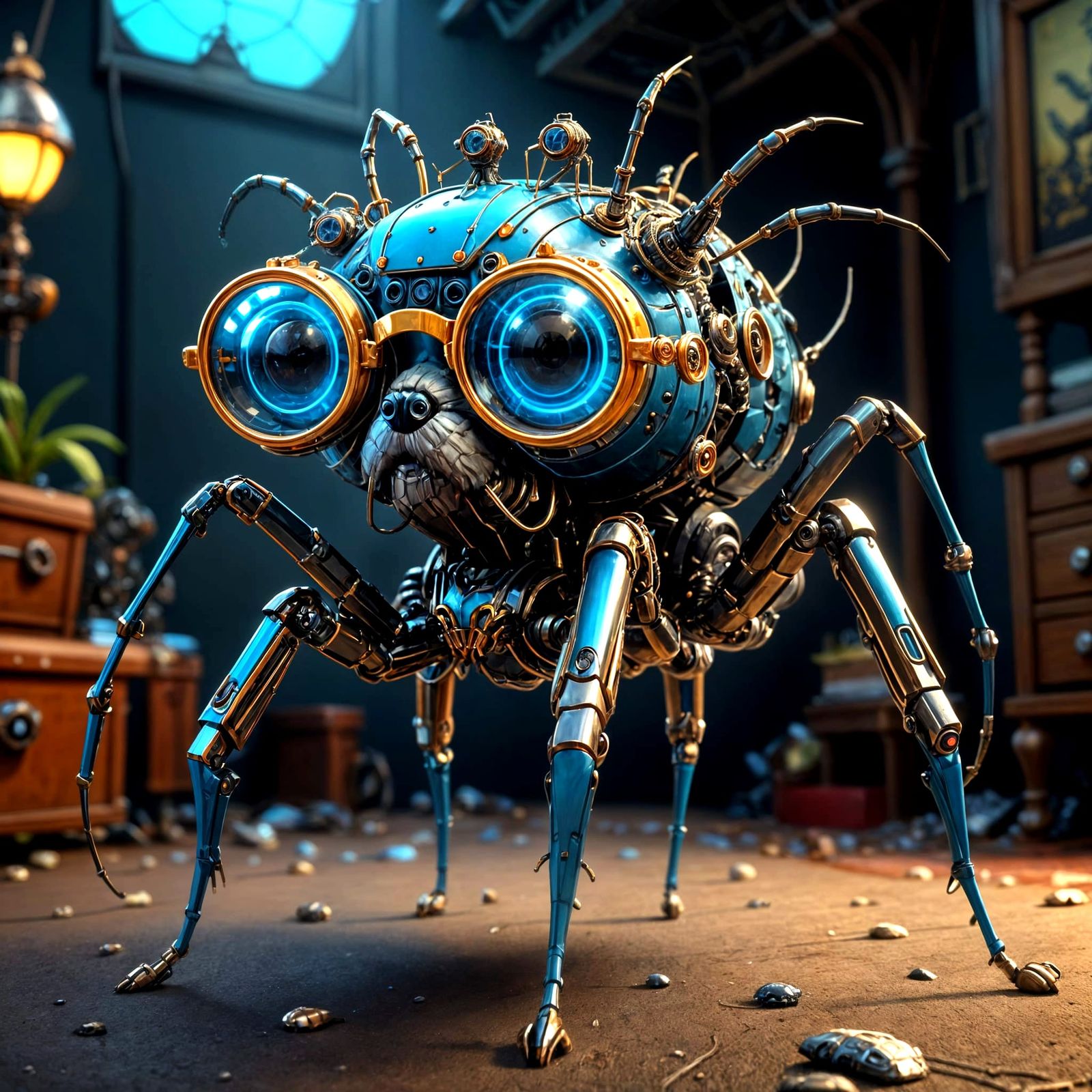Cyber Spider Dog in Whimsical Fantasy Art