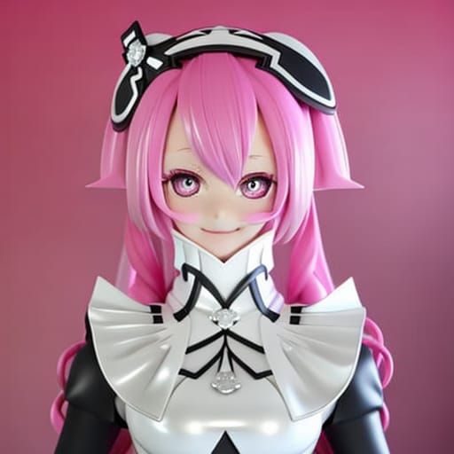 Anime Maid with Pink Hair and Eyes
