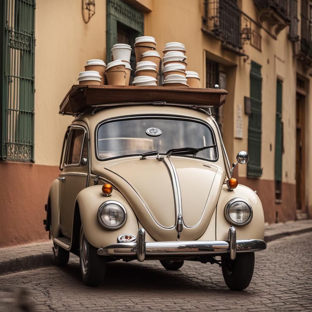 Smiling Beetle Delivers Coffee Happiness