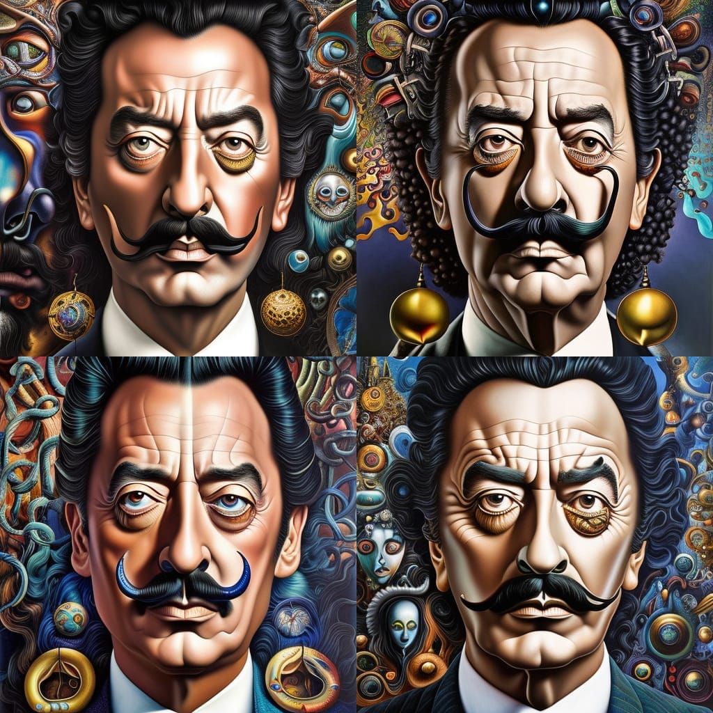 Surreal Portrait in Symbolist Style with Fractals