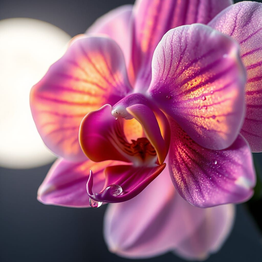 Iridescent Orchid Blooms with Lunar Glow