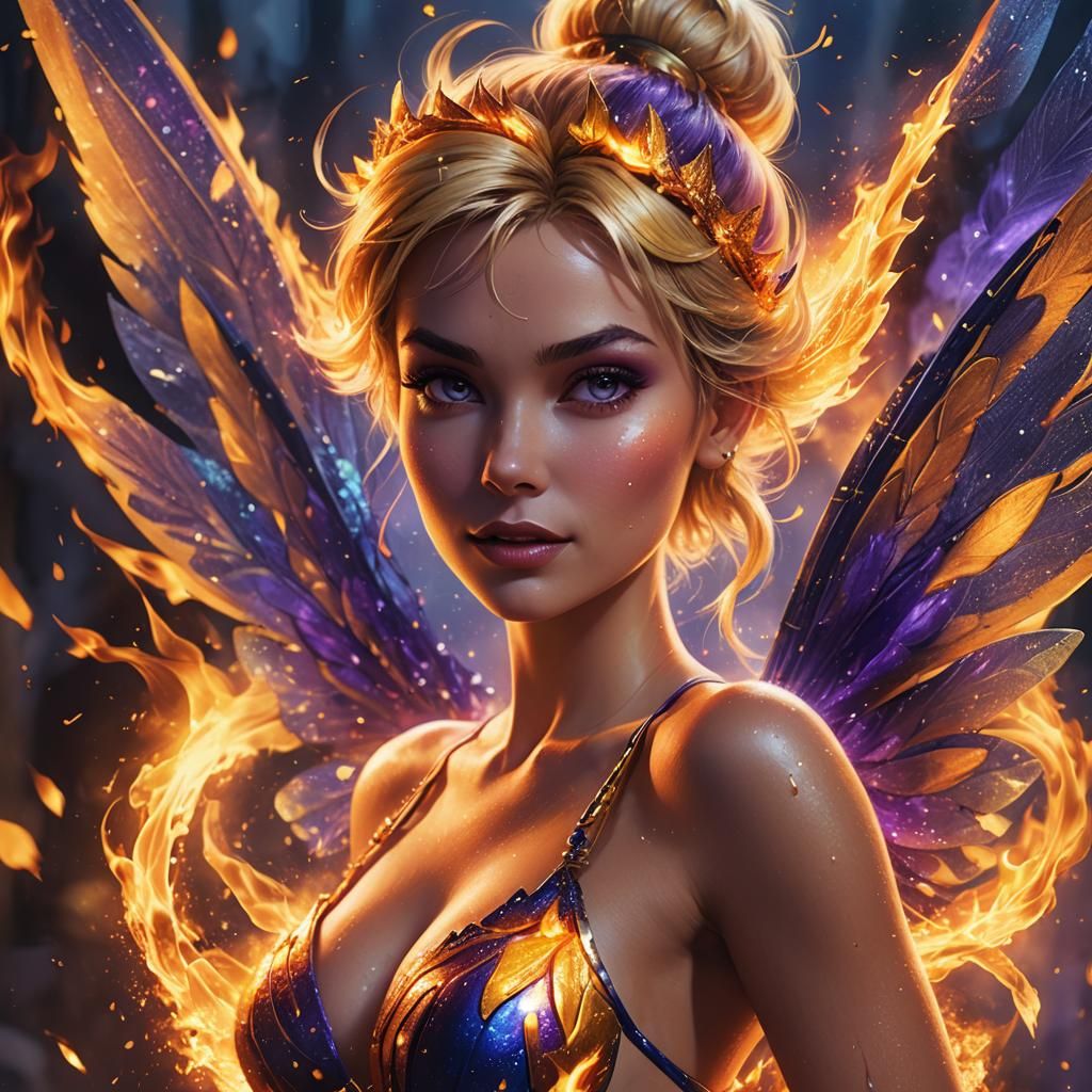 Tinkerbell in Flames: Digital Fantasy Portrait