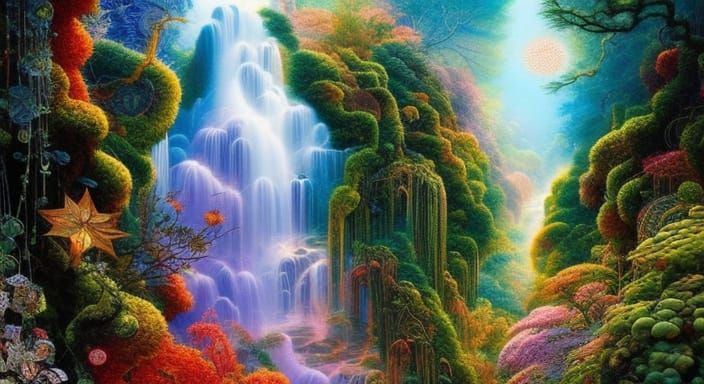 Wizard Woman in Vines, Collage Art Style