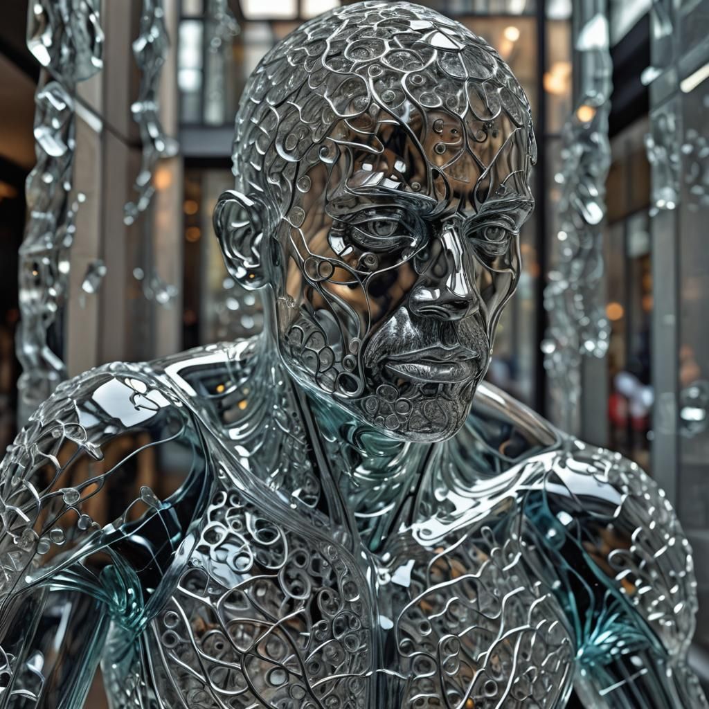 Hyperrealistic Glass Human Sculpture in High Definition