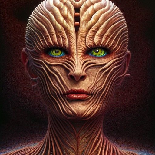 Biopunk Portrait in Hyperreal Acrylic Style