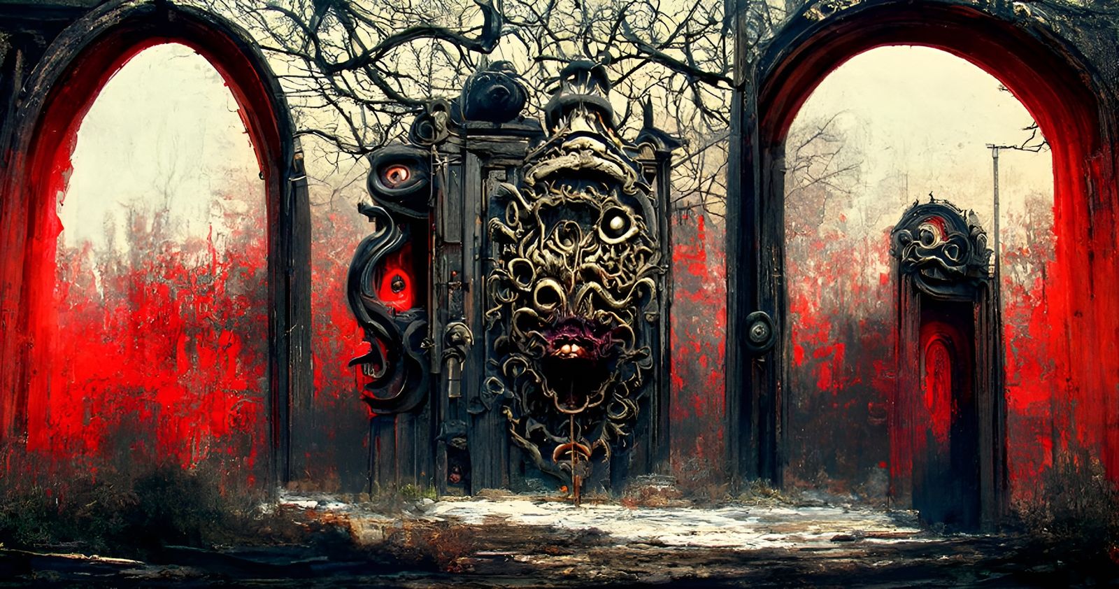 Ornate Demonic Face on Nightmarish Gothic Door