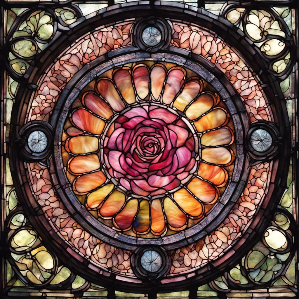 Ethereal Rose Petal Stained Glass Window