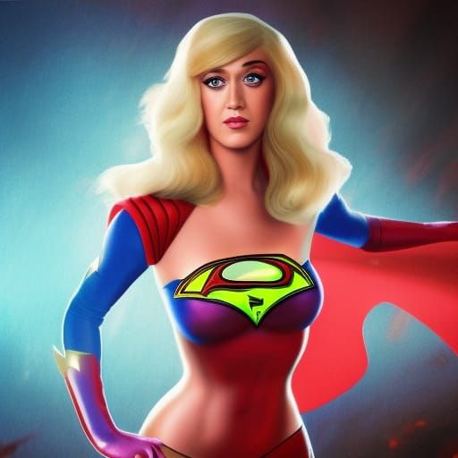 Katy Perry as Supergirl: Hyperrealistic Splash Art