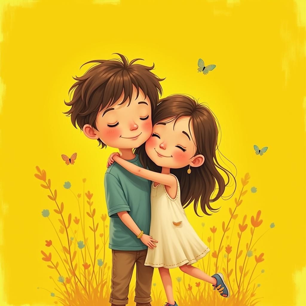 Warm Embrace in Chagall-Inspired Dreamscape